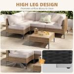 5-Piece Wicker Patio Furniture Set with Cushions