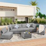 7-Piece Wicker Patio Furniture Set with Cushions