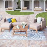 5-Piece Wicker Patio Furniture Set with Cushions