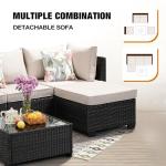 Beige 5-Piece All-Weather Wicker Patio Set