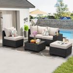 Beige 5-Piece All-Weather Wicker Patio Set