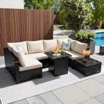 8-Piece Outdoor Furniture Set with Fire Pit