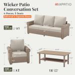 MIXPATIO Beige Wicker Patio Furniture Set 4 Pieces