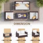 5-Piece Beige Outdoor Rattan Patio Furniture Set