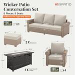 8-Piece Wicker Patio Furniture Set with Fire Pit