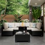 8-Piece Outdoor Furniture Set with Fire Pit