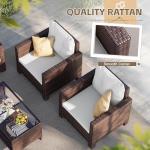 5-Piece Beige Outdoor Rattan Patio Furniture Set