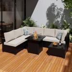 8-Piece Outdoor Furniture Set with Fire Pit