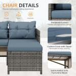 Blue-Gray Wicker Patio Conversation Set with Table