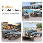 Blue-Gray Wicker Patio Conversation Set with Table