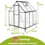 6x6 FT Outdoor Polycarbonate Greenhouse with Vent