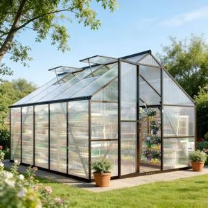 Outdoor 8x10 FT Polycarbonate Walk-In Greenhouse