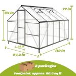 Outdoor 8x10 FT Polycarbonate Walk-In Greenhouse