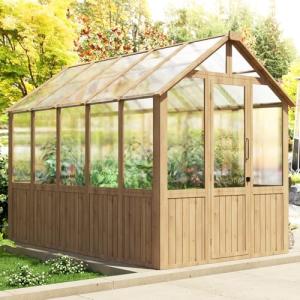 SOLIGEL 6x10FT Cedar Frame Walk-in Greenhouse
