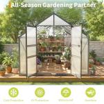 8x12 ft Polycarbonate Walk-In Greenhouse with Vents