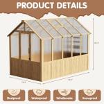 SOLIGEL 6x10FT Cedar Frame Walk-in Greenhouse