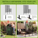 ArdeFentium 46.4" H X 47.3" W Metal Privacy Screen Outdoor - 10 Panels Freestanding Privacy Fence Panels with Stakes - Decorative Garden Air Conditioner Trash Can Pool Equipment for Backyard Patio