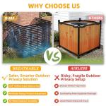 ArdeFentium 46.4" H X 47.3" W Metal Privacy Screen Outdoor - 10 Panels Freestanding Privacy Fence Panels with Stakes - Decorative Garden Air Conditioner Trash Can Pool Equipment for Backyard Patio