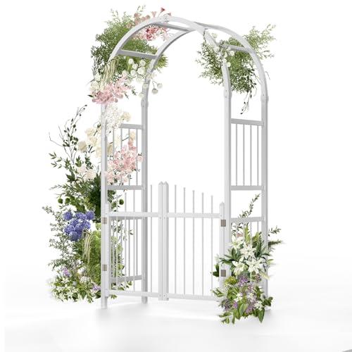 VINGLI PVC Garden Arbor with Gate for Climbing Plants