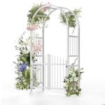 VINGLI PVC Garden Arbor with Gate for Climbing Plants
