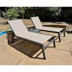 PURPLE LEAF 6-Piece Outdoor Chaise Lounge Oversized Pool Lounge Chairs with Easy-to-Move Wheels and Adjustable Backrest Extra Large Patio Loungers for Poolside Deck Beach Table Included, Sand Beige