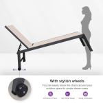 PURPLE LEAF 6-Piece Outdoor Chaise Lounge Oversized Pool Lounge Chairs with Easy-to-Move Wheels and Adjustable Backrest Extra Large Patio Loungers for Poolside Deck Beach Table Included, Sand Beige