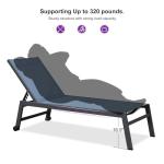 PURPLE LEAF Outdoor Chaise Lounge Set for 2 Oversized Pool Lounge Chairs with Easy-to-Move Wheels and Adjustable Backrest Extra Large Patio Loungers for Poolside Deck Beach Yard Table Included, Indigo