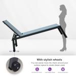 PURPLE LEAF Outdoor Chaise Lounge Set for 2 Oversized Pool Lounge Chairs with Easy-to-Move Wheels and Adjustable Backrest Extra Large Patio Loungers for Poolside Deck Beach Yard Table Included, Teal