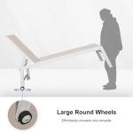 PURPLE LEAF Oversize Chaise Lounge Chair Outdoor 2 Pieces White Aluminum Lounge Chair with Wheels and Table for Pool Deck Patio, Linen