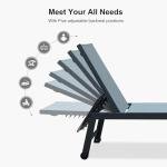 PURPLE LEAF Outdoor Chaise Lounge Set for 2 Oversized Pool Lounge Chairs with Easy-to-Move Wheels and Adjustable Backrest Extra Large Patio Loungers for Poolside Deck Beach Yard Table Included, Teal