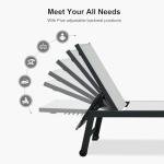 PURPLE LEAF Outdoor Chaise Lounge Set for 2 Oversized Pool Lounge Chairs with Easy-to-Move Wheels and Adjustable Backrest Extra Large Patio Loungers for Poolside Deck Beach Yard Table Included, Linen