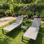 PURPLE LEAF Outdoor Chaise Lounge Chairs Set Recliner Adjustable Chair with Wheels and Table for Poolside Beach Patio Aluminum Reclining Sunbathing Lounger, Mixed Grey