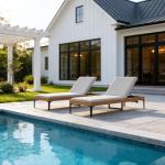 PURPLE LEAF Outdoor Chaise Lounge Set of 2 Aluminum Adjustable Patio Lounger Chairs with Cushions Reclining Beach Daybed for Poolside Balcony Deck Backyard, Teak