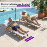 PURPLE LEAF Extra Wide Patio Chaise Lounge Set of 2 Outdoor Lounger French PE Rattan Lounge Chair with Reclining Adjustable Backrest for Pool Garden Beach and Backyard White and Grey