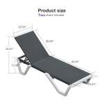 PURPLE LEAF Outdoor Chaise Lounge Set of 2 Plastic Pool Lounge Chair with Aluminum Frame Stackable Patio Tanningchairs for Poolside Sunbathing Beach Deck Yard, Dark Grey