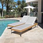 PURPLE LEAF Outdoor Chaise Lounge Set of 2 Aluminum Adjustable Patio Lounger Chairs with Cushions Reclining Beach Daybed for Poolside Balcony Deck Backyard, Teak