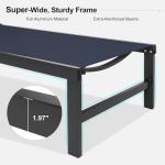 PURPLE LEAF Outdoor Chaise Lounge Chairs Set Recliner Aluminum Adjustable Chair with Wheels and Side Table for Poolside Beach Patio Sunbathing Lounger, Navy Blue