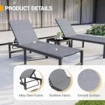 UDPATIO Outdoor Chaise Lounge Chair Set of 2 with Table Pool Lounge Chairs for Outside, Adjustable Lounger for Poolside Lawn Deck Lay Flat Sunbathing Backrest for Patio, Beach, Yard(Grey)