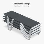PURPLE LEAF Outdoor Chaise Lounge Set of 2 Plastic Pool Lounge Chair with Aluminum Frame Stackable Patio Tanningchairs for Poolside Sunbathing Beach Deck Yard, Dark Grey