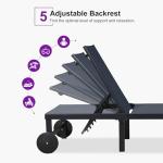 PURPLE LEAF Outdoor Chaise Lounge Chairs Set Recliner Aluminum Adjustable Chair with Wheels and Side Table for Poolside Beach Patio Sunbathing Lounger, Navy Blue