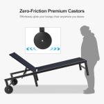 PURPLE LEAF Outdoor Chaise Lounge Chairs Set Recliner Aluminum Adjustable Chair with Wheels and Side Table for Poolside Beach Patio Sunbathing Lounger, Navy Blue