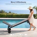 PURPLE LEAF Outdoor Chaise Lounge with Wheels for Outside 2 Pieces Aluminum Patio Lounge Chair with 5 Adjustable Position Recliner for Patio, Beach, Yard, Pool, Side Table Included, Grey