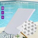 PURPLE LEAF Extra Wide Patio Chaise Lounge Set of 2 Outdoor Lounger French PE Rattan Lounge Chair with Reclining Adjustable Backrest for Pool Garden Beach and Backyard White and Grey