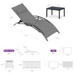 PURPLE LEAF Patio Oversized Chaise Lounge Chair Set with Side Table Pool Adjustable Recliner Chairs for Outside Beach Outdoor Sunbathing Tanning Poolside Loungers