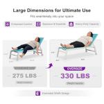 PURPLE LEAF Outdoor Oversized Chaise Lounge Set for Tall & Strong Individuals Adjustable Recliner Extra Wide Lounge Chairs with Side Table for Poolside Beach Patio Aluminum Chaise Lounger Blue 2 Sets