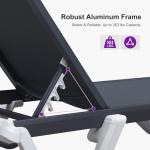 PURPLE LEAF Outdoor Chaise Lounge Set of 2 Plastic Pool Lounge Chair with Aluminum Frame Stackable Patio Tanningchairs for Poolside Sunbathing Beach Deck Yard, Dark Grey