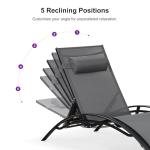 PURPLE LEAF Patio Oversized Chaise Lounge Chair Set with Side Table Pool Adjustable Recliner Chairs for Outside Beach Outdoor Sunbathing Tanning Poolside Loungers