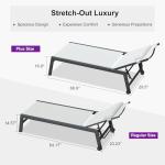 PURPLE LEAF Outdoor Oversized Lounge Chair Set of 3 Patio Chaise Pool Lounger Aluminum Frame with Side Table and Wheels for Outside Sunbathing Tanning Recliner Including Pillows White
