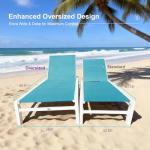 PURPLE LEAF Outdoor Oversized Chaise Lounge Set for Tall & Strong Individuals Adjustable Recliner Extra Wide Lounge Chairs with Side Table for Poolside Beach Patio Aluminum Chaise Lounger Blue 2 Sets