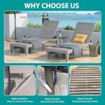 Hoiplu Outdoor Lounge Chairs Set of 2 for Poolside Patio, Weather-Resistant Pool Chaise Lounge with Adjustable Backrest, Resin Tanning Chair Sun Lounger for Outside Deck, Beach, Sunbathing, Taupe